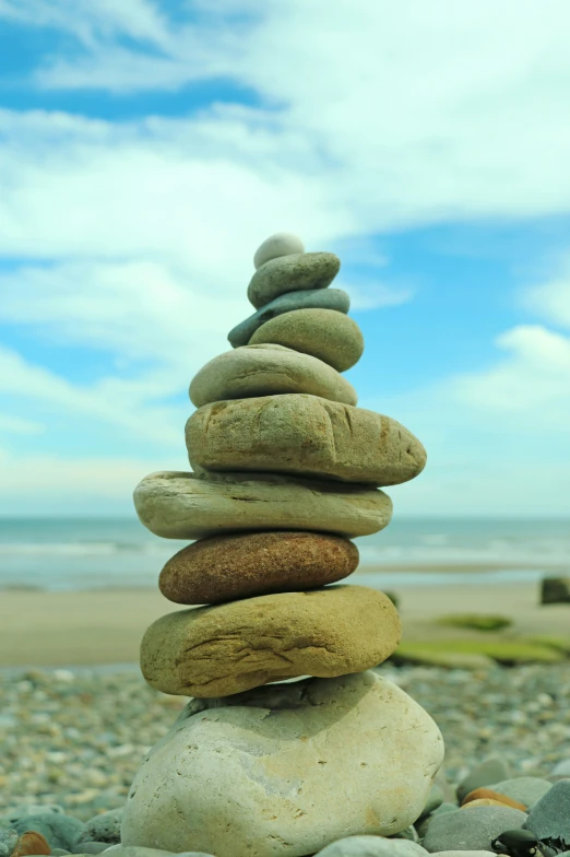 an array of pebbles and rocks arranged in the shape of stacks