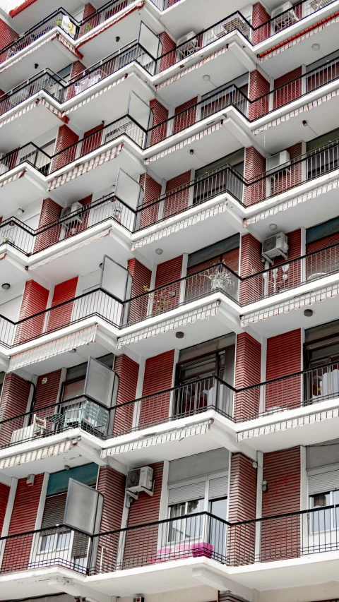 a closeup of the balconies and balconies of an apartment building