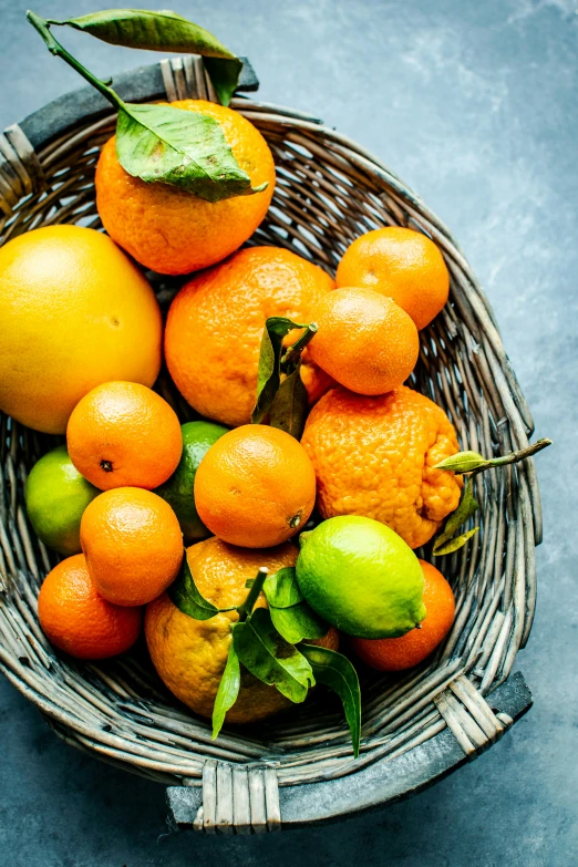 a basket filled with fruit on top of a table