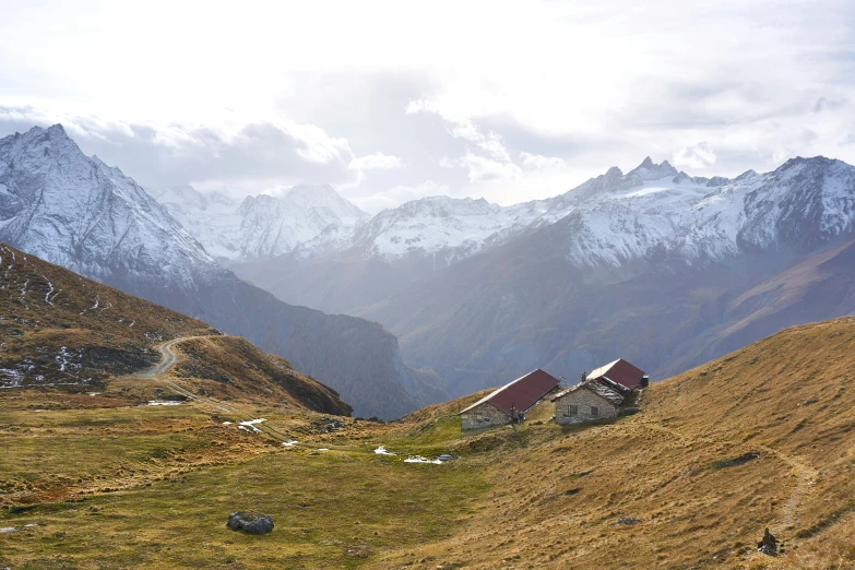 the houses are on the side of the hill