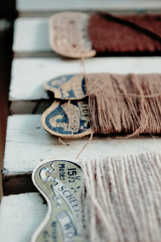 the wool is laid on a wooden table