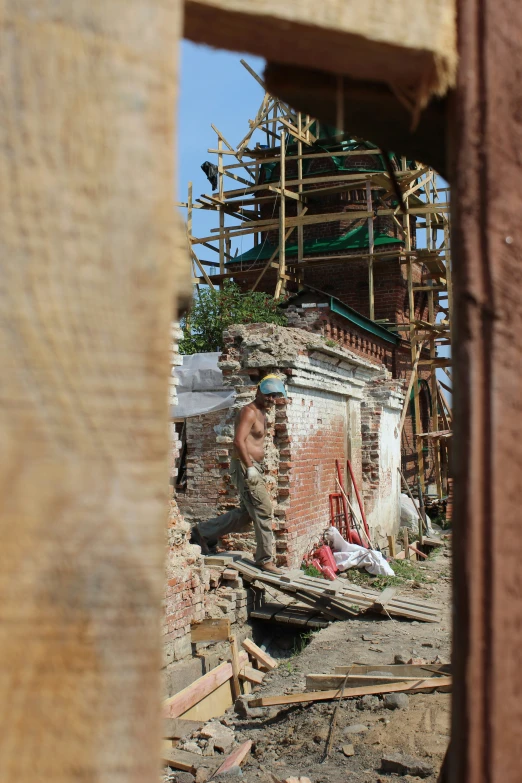 a view through a hole of an old structure