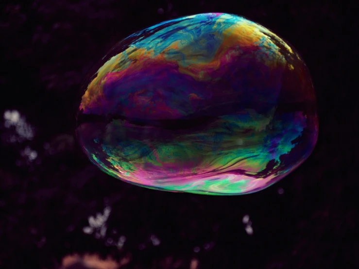 a soap bubble is flying above a tree