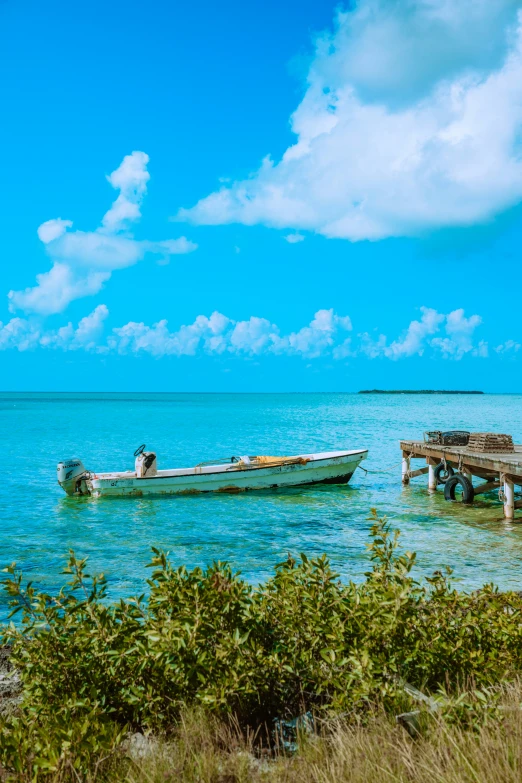 two boats are docked near the water