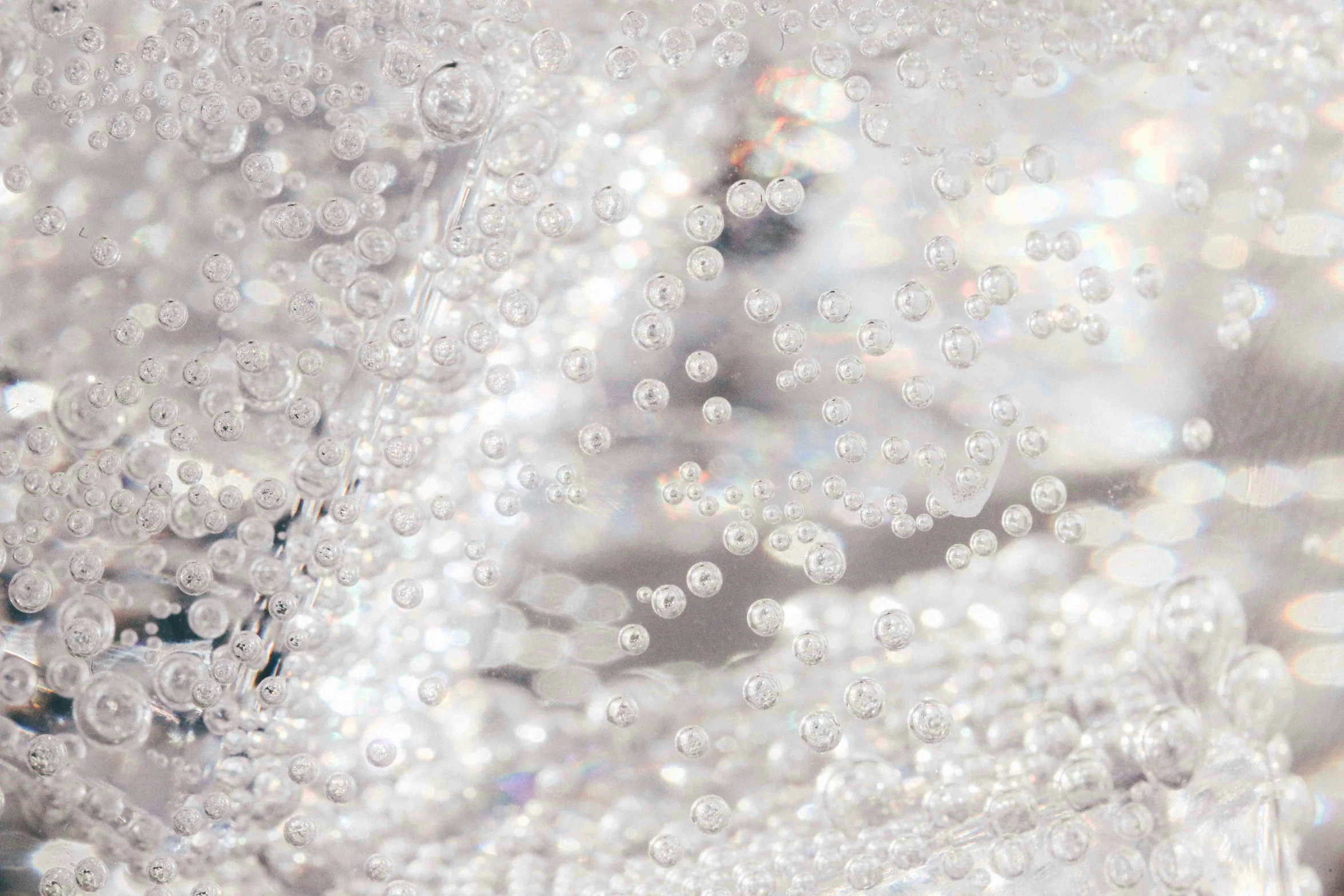 droplets of water with bubbles on the surface