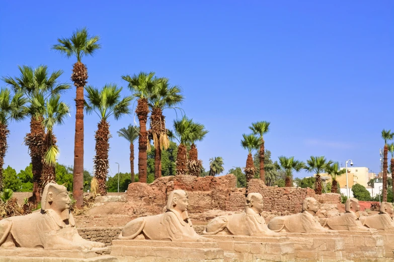 a view of some very pretty statues in the desert