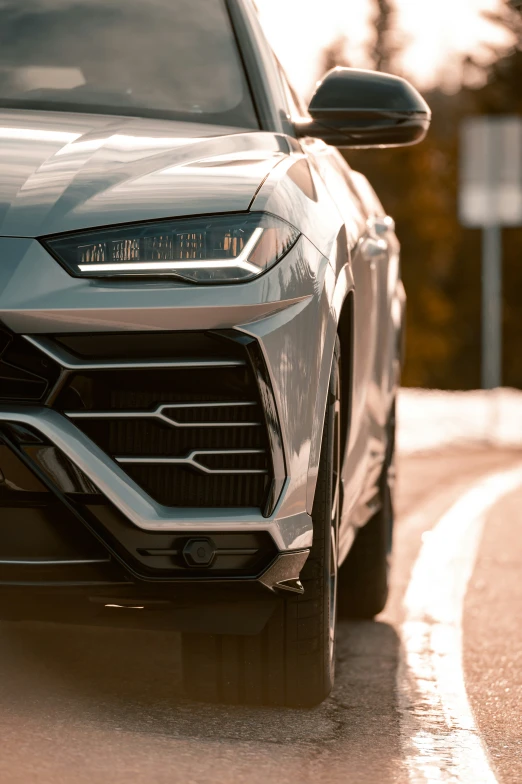 a close - up po of the front grille and grill of a white sports car