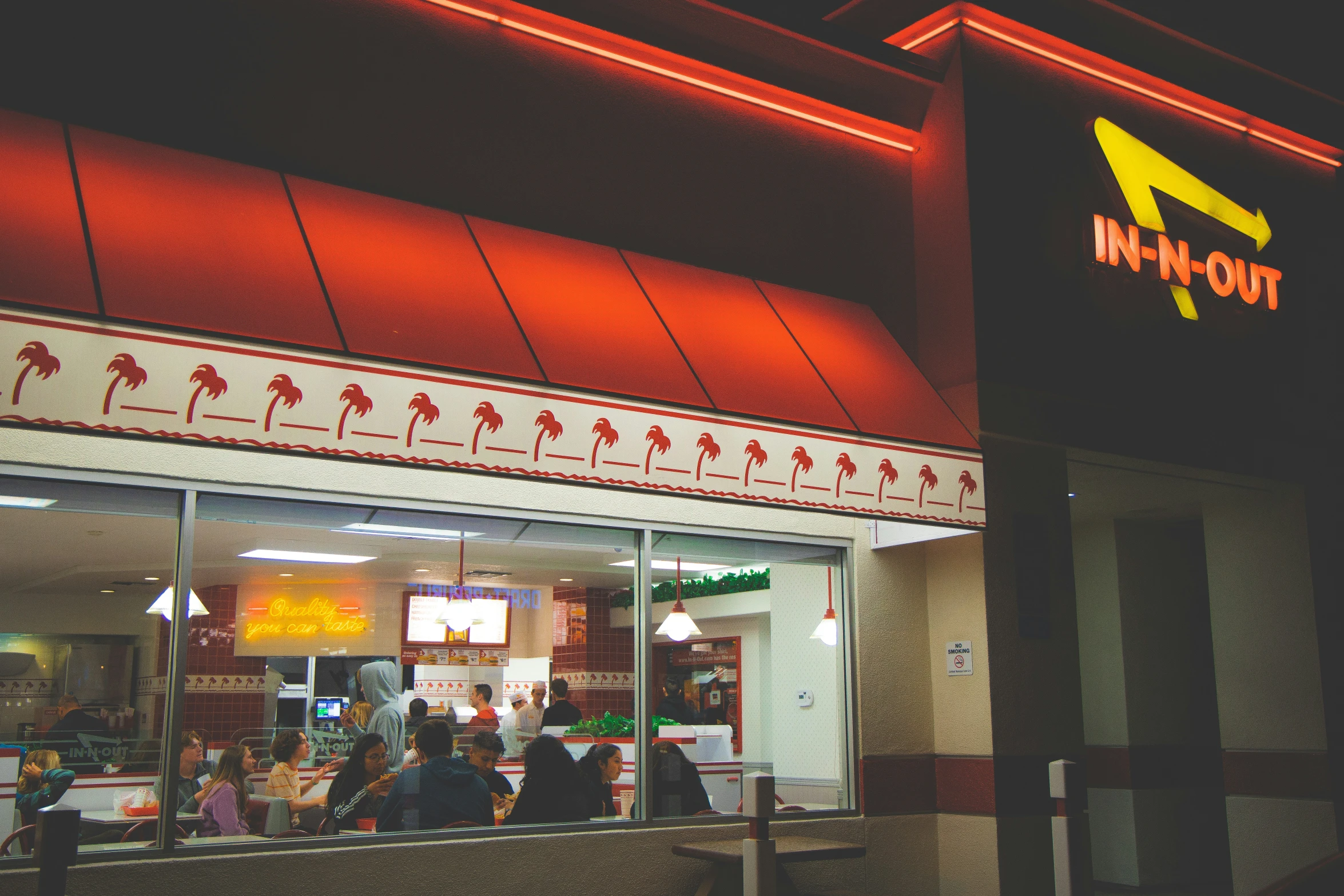 storefront of the restaurant with bright lights