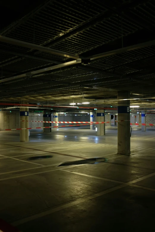 the inside of an empty parking garage area