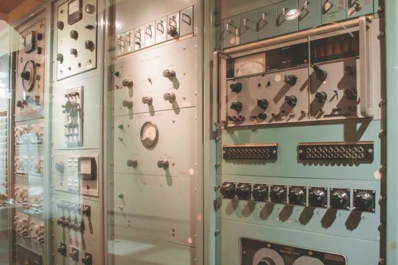 old fashioned electronic control panels displayed in shop display