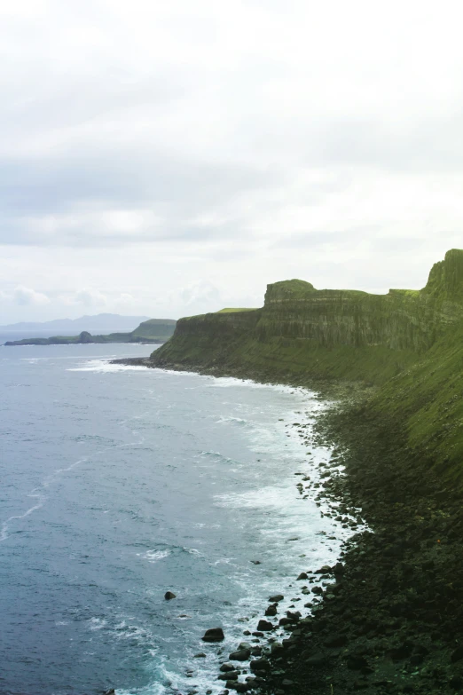 view of an ocean cliff from a distance