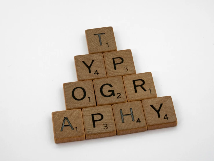 a po of a scrabble tile word on the letter'typogram '