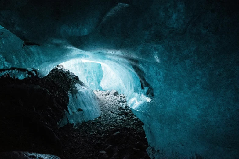 this is an ice cave with some blue lights