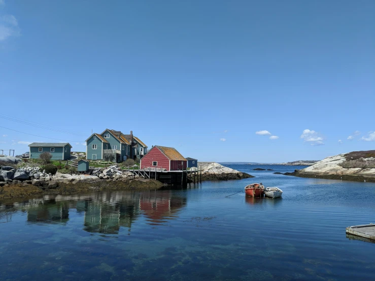 a view of a body of water and some houses