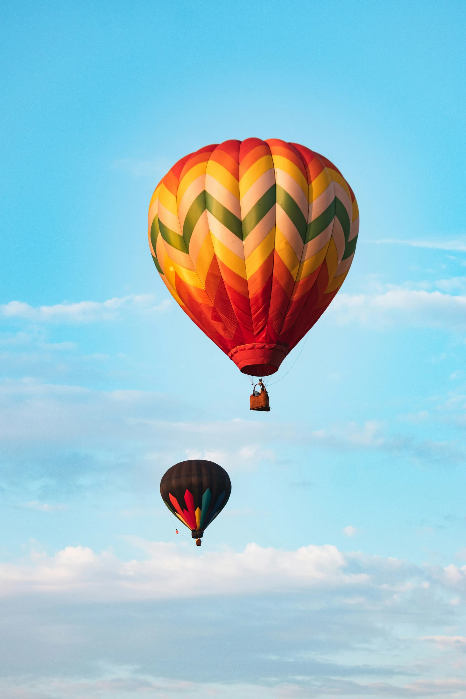 two  air balloons flying through the air