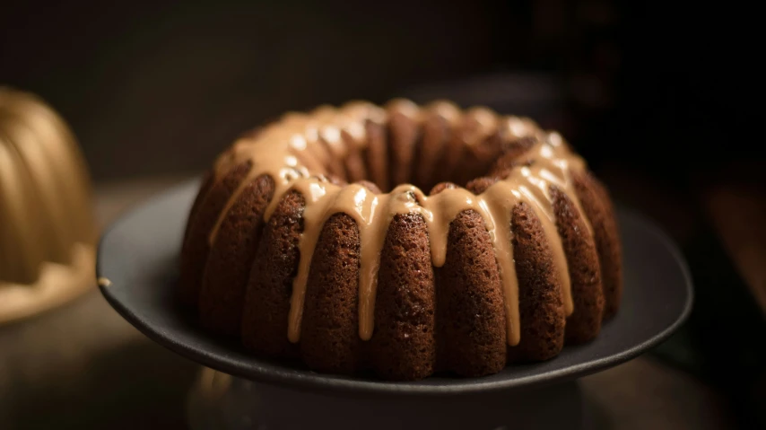 this is a bundt cake with chocolate icing on a plate