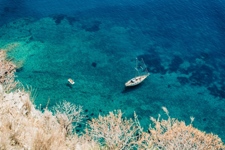 two boats are in the crystal blue water