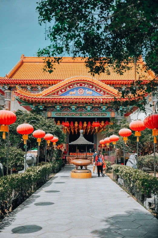 a chinese courtyard at the asian style temple