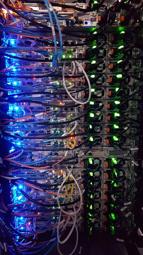 a very big rack with many different types of wires and sockets