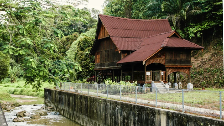 the cabin is built into the side of a hill