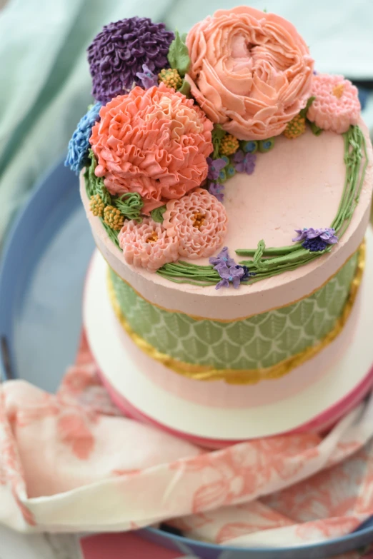 there are several flowers on the cake