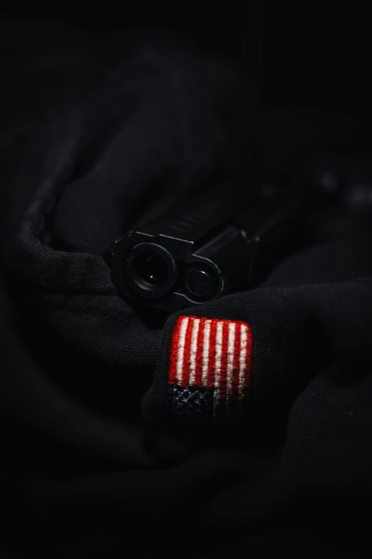 a black object with an american flag on it