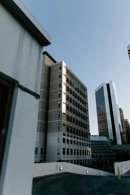 the back of buildings on a clear day