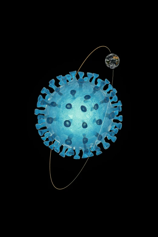a small blue ball of sort with black dots