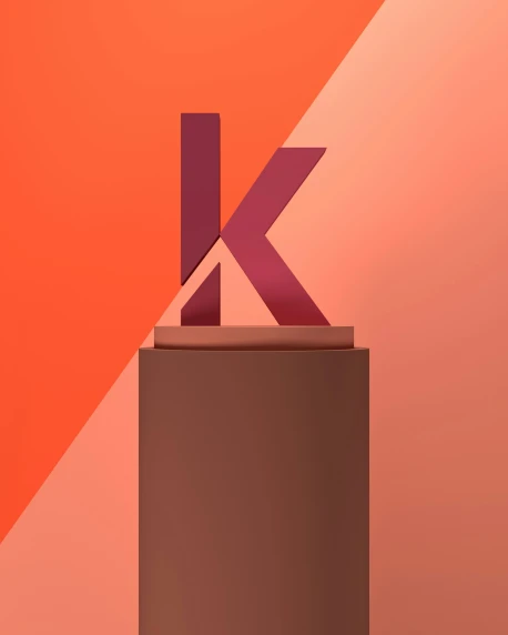 a purple letter with a pink block behind it