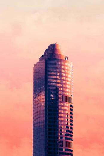 a tall building on top of a building with windows