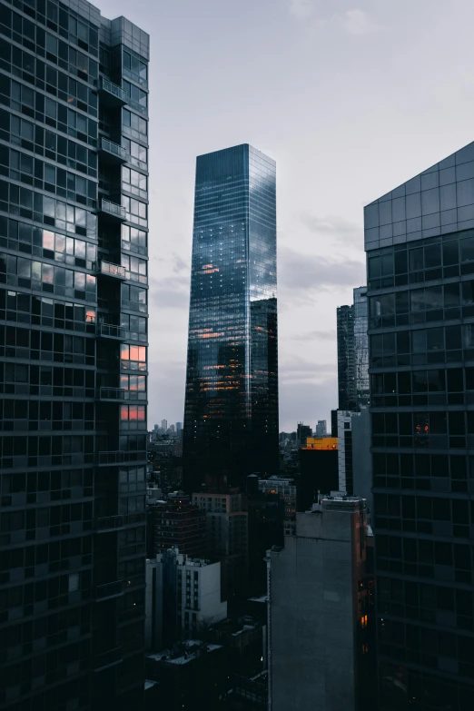 high rise buildings on a foggy city skyline