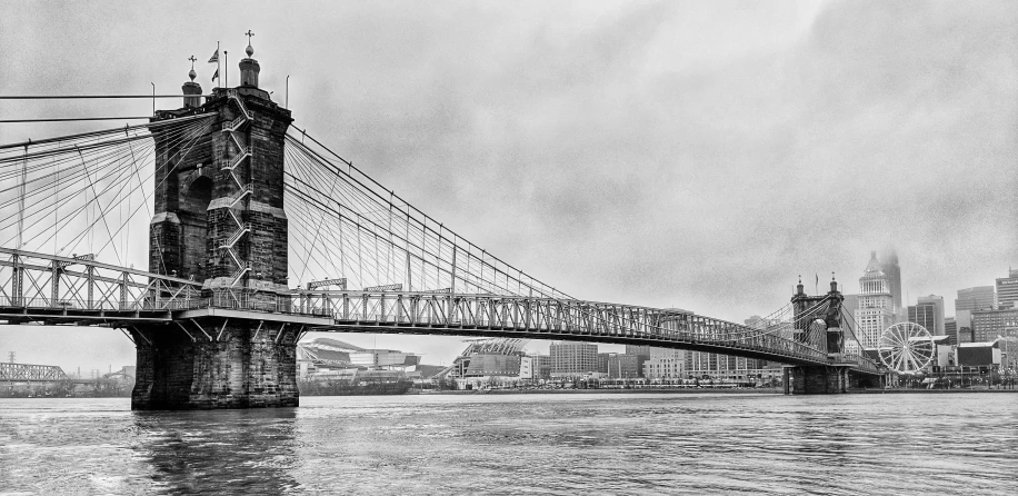 a bridge that is spanning a river over water