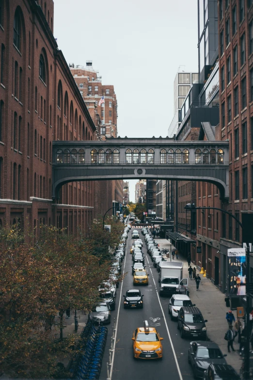 an aerial view of a street in an industrial area