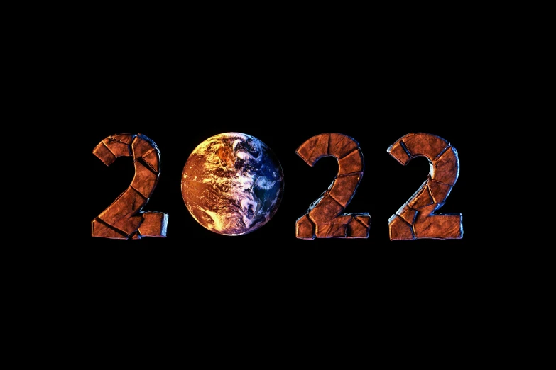 the word 2012 is decorated with earth and letters