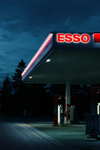 a night scene of a gas station