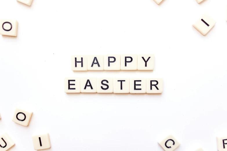 scrabbles with words happy easter on them