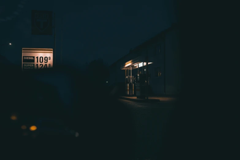 some light on a building and one lit up