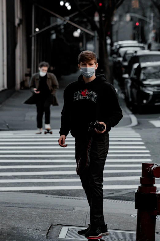 a person is wearing a mask on the street