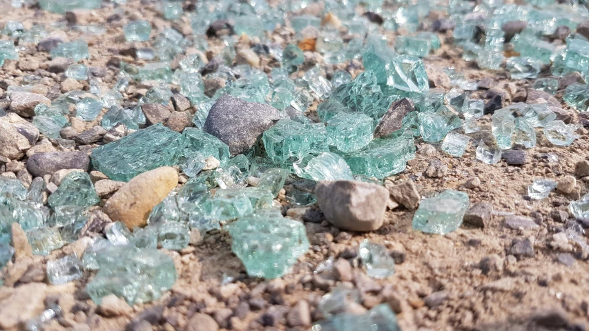 there is a bunch of glass shards scattered everywhere