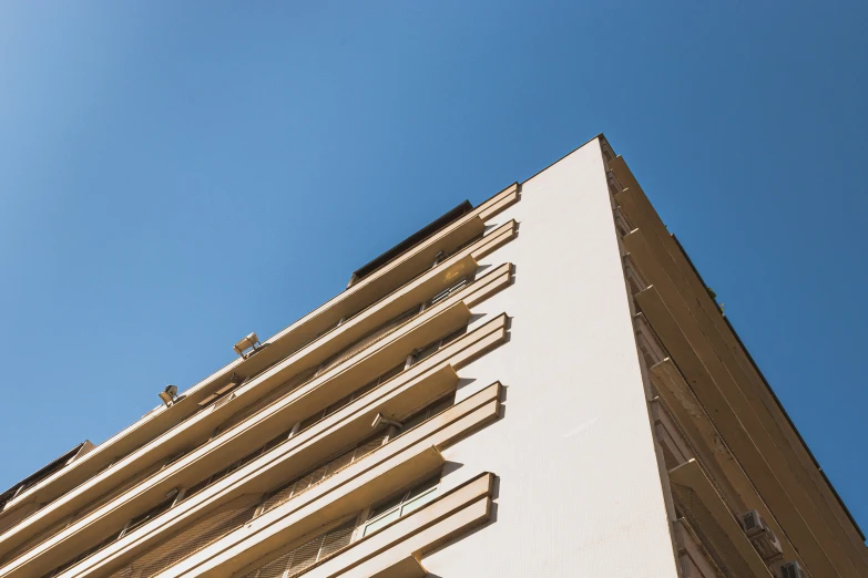 a building in the sky on a clear day