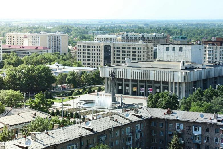 a picture from a very high vantage of some buildings