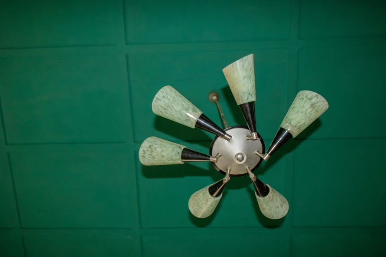 a group of blades hanging from the ceiling