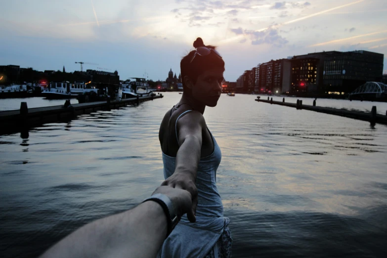 a person walking on water towards the camera