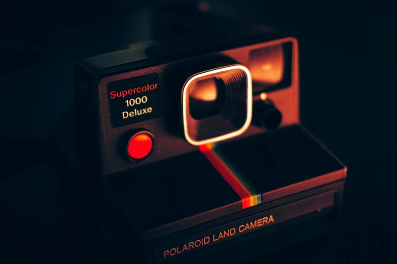 the polaroid land camera with its flash shutter on