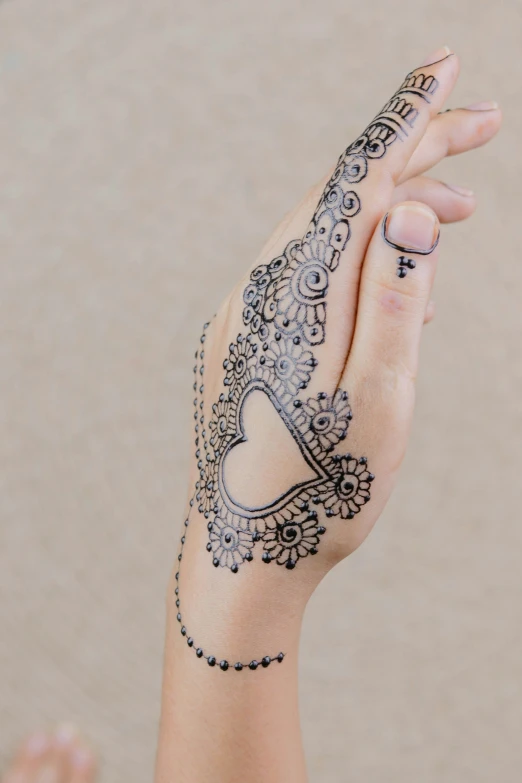 a person is holding their arm with a henna tattoo on it