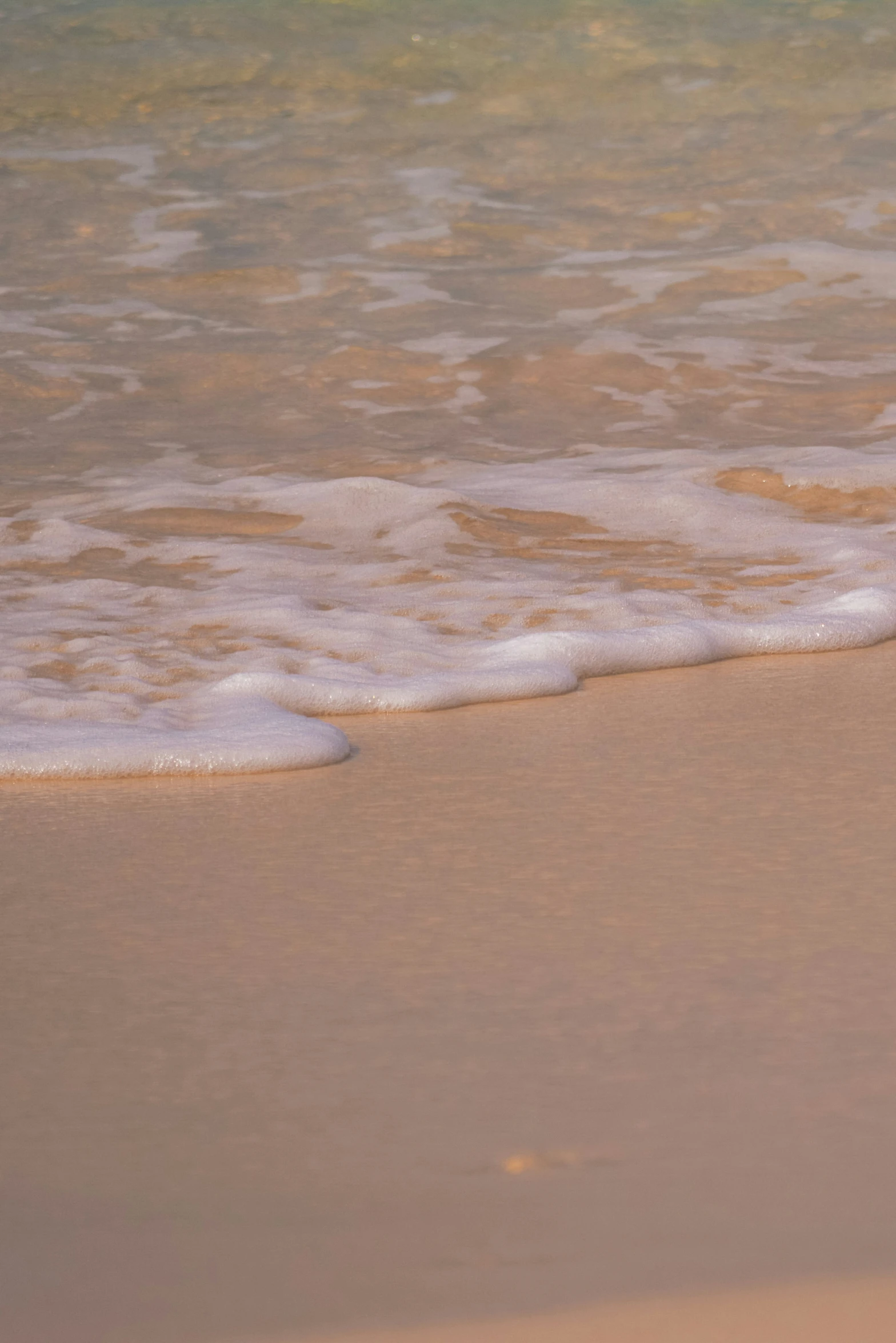 the surf has turned and is rolling up to the shore