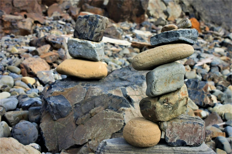 a pile of rocks stacked together on top of each other