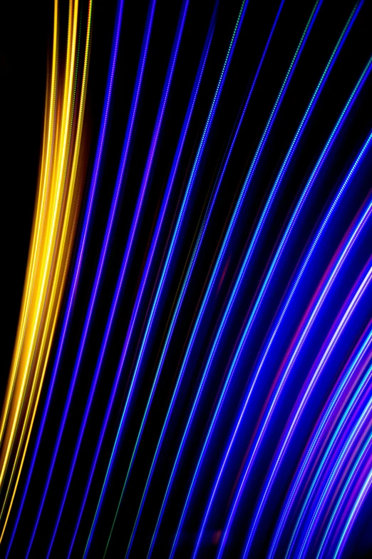 an abstract art with blue and yellow lights