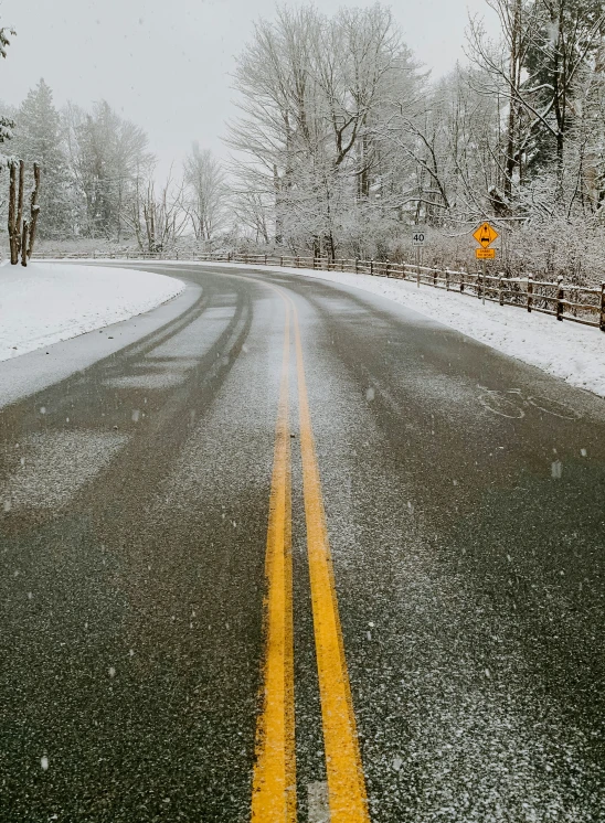 an image of a road in the snow