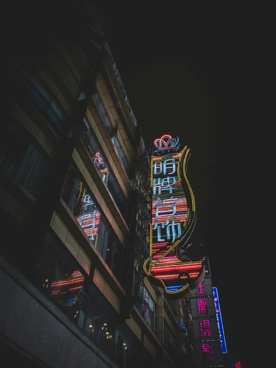 this is a picture of neon signs on buildings